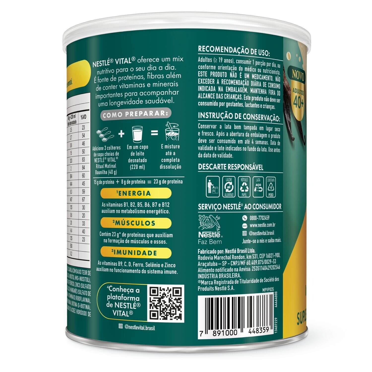 Vital Ritual Matinal sabor Baunilha lata de 360g