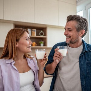 Pessoas adultas após os 40 anos em momento de bem-estar e alimentação.