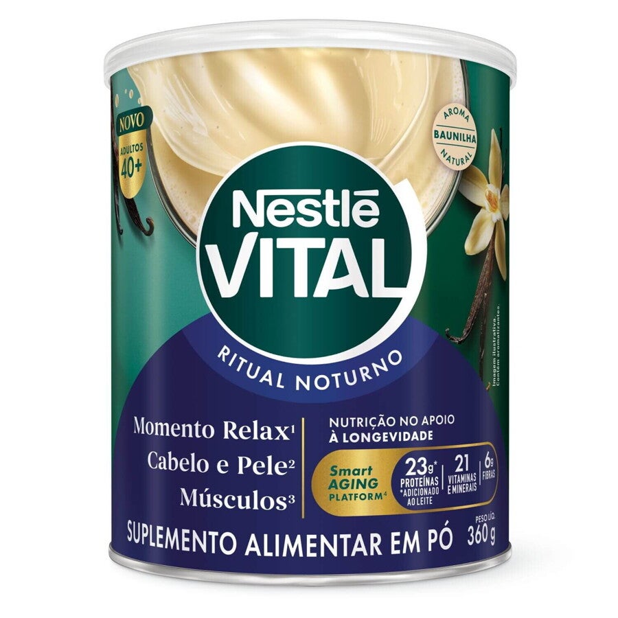 Nestlé Vital Ritual Noturno sabor baunilha, lata de 360g