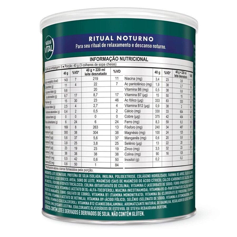 Nestlé Vital Ritual Noturno sabor baunilha, lata de 360g