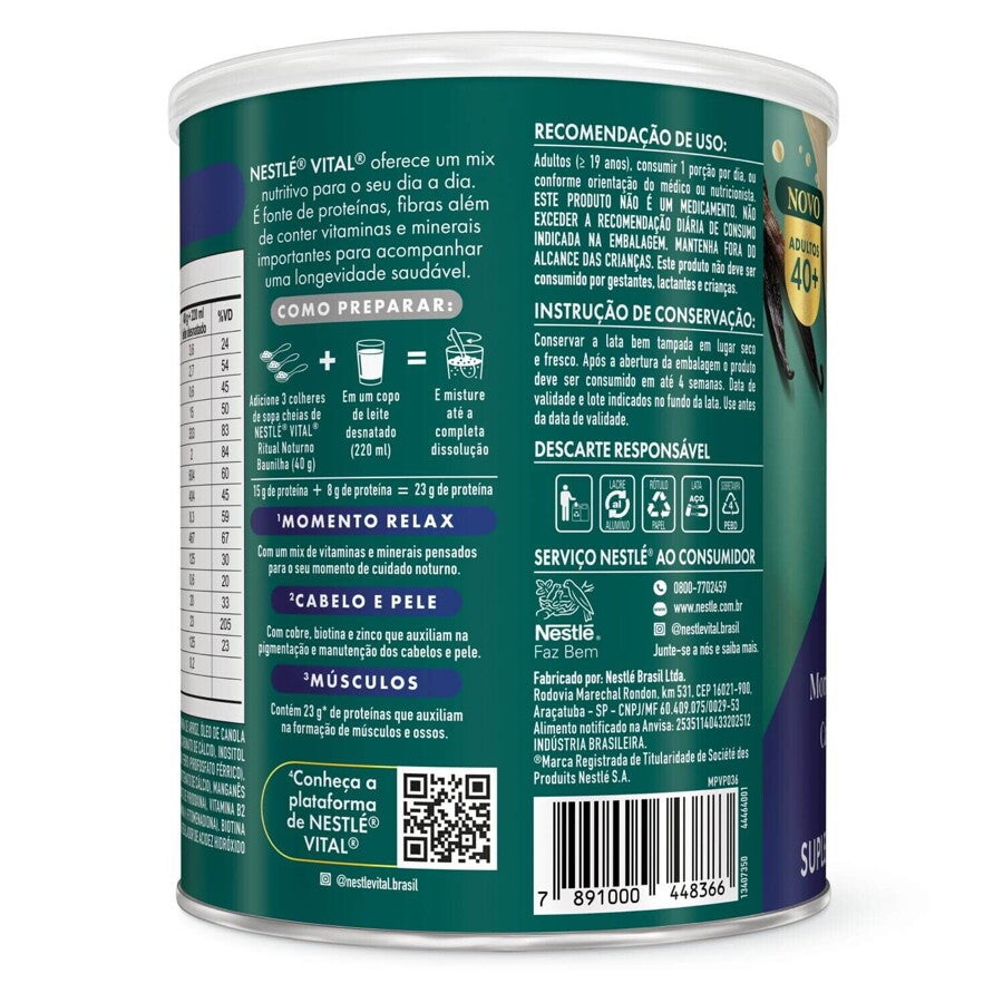 Nestlé Vital Ritual Noturno sabor baunilha, lata de 360g